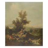 Italianate Wooded Landscape with a Shepherd Boy Piping to Peasant Women Giclee Print by Francesco Zuccarelli