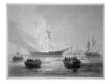 The Burning of the British Customs Schooner 'Gaspee' by American Patriots on 9th June 1772 Giclee Print by American School 