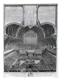 Trial of Simon Fraser, Lord Lovat, in Westminster Hall, Engraved by James Basire, 1747 reproduction procédé giclée par Samuel Wale