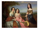 Group Portrait of Three Girls in a Landscape Giclee-trykk av William Baker