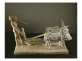 Funerary Model of a Ploughman Leading His Plough Drawn by Two Oxen Giclee Print by Middle Kingdom Egyptian