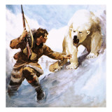 Vilhjalmar Stefansson Being Attacked by a Polar Bear Giclee Print by McConnell 