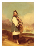 Portrait of a Eurasian Girl Against a Chinese River Landscape Giclee Print by George Chinnery