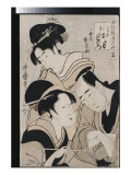 A Triple Portrait of Ohan of the Shinanoya, Choemon and His Wife Okinu Giclee Print by Utamaro Kitagawa 