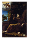 St. Francis of Assisi Consoled by an Angel Musician Giclee Print by Italian School 