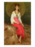 An Arab Girl Holding a Sword, a Shield Behind Her Giclee Print by Paul Desire Trouillebert