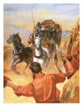 Australian Stage Coach Being Attacked by Outlaws Giclee Print by Barrie Linklater