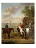 Racehorses with Jockeys Up by the Rubbing Down House on Newmarket Heath Giclee Print by John Wootton
