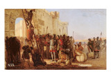 Grand Duke Oleg Nailing a Shield to the Gates of Tsargrad Giclee-trykk av Nikolai K. Bodarevski