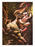 Colonel Percy Fawcett Saving a Beautiful Indian Maiden from a Ritual Sacrifice Giclee Print by Oliver Frey