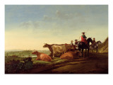 An Extensive River Landscape with a Herdsman Pointing the Way reproduction procédé giclée par Aelbert Cuyp