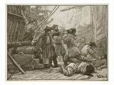 Revenue Cutters Capturing an American Smuggling Vessel Giclee Print by Paul Hardy