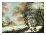 Wooded Winter Landscape with Flight into Egypt reproduction procédé giclée par Gysbrecht Leytens