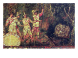 Four Spaniards Divscover Aztec Treasure But Do Not Plunder It, 1698 Giclee Print by Miguel Gonzalez
