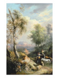 Goatherds in Mountainous Spanish Landscape, 19th Century Giclee-trykk av Manuel Barron y Carrillo