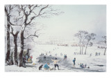 View of Buckingham House and St James Park in the Winter, Pub. by R. Havell and Sons, 1810 Giclee-trykk av John Burnet