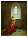Genevieve of Brabant Baptising Her Son in Prison Giclée-tryk af Jean Baptiste Mallet Genevieve of Brabant Baptising Her Son in Prison Giclée-tryk af Jean Baptiste Mallet