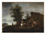 Travellers Refreshing Themselves at a Riverside Tavern, 1664 Giclée-Druck von Isaac Van Ostade