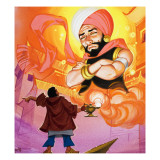 Aladdin Commanding the Genie, Illustration from 'Aladdin and His Wonderful Lamp' Giclee Print by Mcbride 