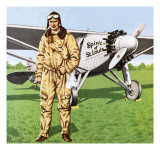 Charles Lindbergh and the Plane in Whch He Flew across the Atlantic, Solo. Giclee Print by John Keay