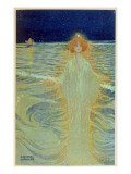 Ghost Appearing Above the Sea During the Night, Early 20th Century Giclee Print by Raphael Kirchner