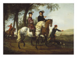 Landscape with Sportsmen Setting Out for the Hunt, Early 1650S reproduction procédé giclée par Aelbert Cuyp