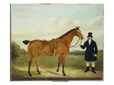A Gentleman Holding His Hunter in a Landscape Giclee Print by E.W. Gill