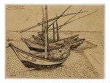 Fishing Boats on the Beach at Saintes-Maries-De-La-Mer, 1888 Reproduction procédé giclée par Vincent van Gogh
