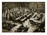 The Dock at the Nuremberg Trials. Front Row from Left: Hermann Goring reproduction procédé giclée