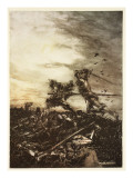 How Mordred Was Slain by Arthur, and How by Him Arthur Was Hurt to the Death reproduction procédé giclée par Arthur Rackham