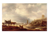 Fishermen Displaying their Catch in the Dunes, a Beach Beyond Giclee Print by Willem Kool or Koolen