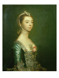Lady North in a Blue and White Dress, 1757 reproduction procédé giclée par Joshua Reynolds