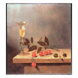 Facon De Venise Wine Glass and Cherries on a Ledge Impressão giclée por Jan III van de Velde