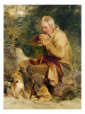 An Old Man and His Dog Seated by a Road Side reproduction procédé giclée par Edwin Henry Landseer