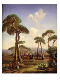 Arabs and Camels in Wooded Landscape reproduction procédé giclée par Prosper Georges Antoine Marilhat