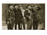 On the Front: Churchill and Montgomery Observe a Dogfight, 1944 Giclee Print by English Photographer 