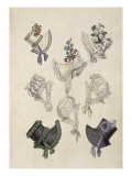 Day Bonnets, Fashion Plate from Ackermann's Repository of Arts Impressão giclée por English School