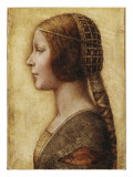 Head of a Young Girl in Profile to the Left in Renaissance Dress Giclée-tryk af German School Head of a Young Girl in Profile to the Left in Renaissance Dress Giclée-tryk af German School