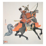 Samurai of Old Japan Armed with Bow and Arrows Reproduction procédé giclée par Japanese School 
