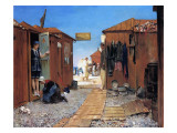 Beach Cabins at Etretat, France, 1881 Giclee-trykk av Henry Bacon
