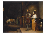 A Lady and a Gentleman Entering a Stable reproduction procédé giclée par David Teniers the Younger