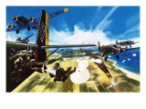 German Paratroopers Landing on Crete During Ww2 Giclee Print by Wilf Hardy