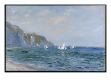 Cliffs and Sailboats at Pourville Gicléedruk van Claude Monet