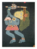 Woven Wool Dancer with Baton, Paracas Tribe Giclee Print by Peruvian School 