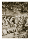 Fighting a Road Through the Forest on the Way to Coomassie reproduction procédé giclée par H.m. Paget