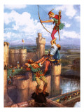 Robin Hood Shooting into Nottingham Castle Reproduction procédé giclée par John Millar Watt