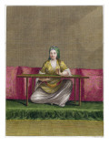 Turkish Girl, Embroidering, 18th Century Giclee-trykk av C. Du Bose Turkish Girl, Embroidering, 18th Century Giclee-trykk av C. Du Bose