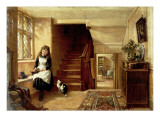 An Interior with a Girl Playing with Cats Giclee Print by Robert Collinson