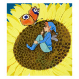 Fairy and Butterfly on a Sunflower Giclee Print by English School 