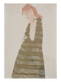 Standing Woman in a Golden Dress reproduction procédé giclée par Schiele 
